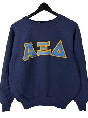 Vintage 80s Alpha Xi Delta Made In USA Sorority Pullover Sweatshirt Size L